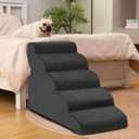 Aodisman 5-Step Dog Stairs and Ramp for High Bed, Non-Slip Sturdy Pet Steps for Small Dogs and Cats,22.2" H, Black