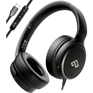 USB C Headphones Wired Headphones Over Ear with HD Mic, Lightweight Foldable Active Noise-Canceling Headphone for iPad/Sports/School/Travel/iPhone 17/16, Samsung S25/S24, Google Pixel 9,Ideal Gifts