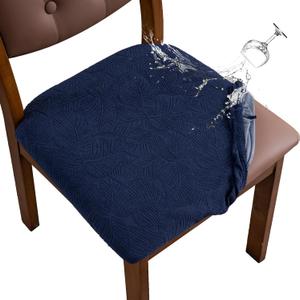 Waterproof Seat Cover for Dining Room Chair Seat Covers Washable Kitchen Chair Seat Slipcovers Protector (Navy Blue, 6 PCS)