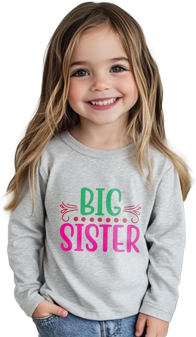 Big Sister Shirts for Girls Gifts Promoted to Big Sister Announcement Shirt Toddler 2-3T Cute T-Shirt