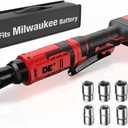 3/8 Inch Cordless Ratchet Wrench, for Milwaukee M18 Battery, 88Ft-Lbs, 0-400RPM, Electric Ratchet Wrench Set with Variable Speed Trigger, Reinforced Head, R&F Switch, 7 Sockets, 3/8" to 1/4" Adapter