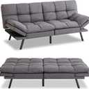 MUUEGM Futon Sofa Bed Memory Foam Convertible Sleeper Couch for Living Room,Modern Folding Love seat for Small Spaces Apartment Office Dorm,Adjustable Armrests Backrest,71" Dx33 Wx31.5 H,Linen,Grey