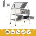 DWVO Large Tortoise Habitat with Storage Cabinet & Leakproof Tray, Tortoise Cage with Legs & Wheels, Solid Wood Openable Roof Turtle Box Enclosure w Lamp Holder, Indoor Outdoor Reptile Terrarium House