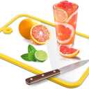 Glass Cutting Board,Glass Cutting Boards for Kitchen Counter,Clear Tempered Chopping Board Set with Non-Slip Silicone Edge,Hanging Hole,Dishwasher Safe,Heat Proof,Shatter Proof (Yellow)