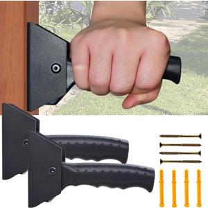 Flip Up Assist Grab Handle for Doorway & Stairs, Walls Mounted-in Folding Grip Handle, Mobility Aids for Elderly Seniors Supports Up to 300 Pounds (Black, 2 Pack)