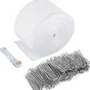 Curtain Pleat Tape with 50 Hooks, 11 Yards /10 Meters Pleater Tape for Curtains, Included 50Pcs Stainless Steel Hooks with 4 Prongs, Pinch Pleat Curtain Tape and Hooks for Making Pleated Curtain