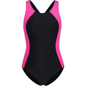 beautyin Girls One Piece Swimsuits Size 7-16 Athletic Racerback Bathing Suit (9-10 Years, Black/Rose)