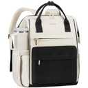 LOVEVOOK Laptop Backpack for Women, 17 Inch Work Teacher Nurse Bag, Large Capacity Business Computer Backpack Purse with USB Port, Stylish Casual Daypack for Travel,Beige&Black