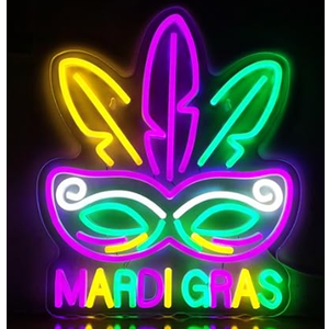 Mardi Gras Neon Sign Decoration, New Orleans Carnival Party Decor Neon Sign, Mardi Gras Hanging Ornaments Neon Sign Decor for Wall Bedroom Bar Club Decor