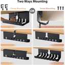 Syeeiex 17" Under Desk Cable Management Tray, No-Drill C-Clamp & Screw Mount, Heavy Duty Metal Cord Organizer with Cable Ties, for Office Home Workspace, Black