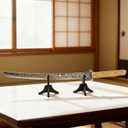 Sword Stand with Blade Slot Wood Samurai Katana Holder for Desktop Display Adjustable Weapon Display Stand for Long & Short Swords Dagger (Small - Single Tier)