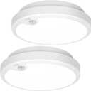 2-Pack Battery Operated Motion Sensor LED Ceiling Light, 7.2inch Flush Mount Light Fixture 6000K, Wireless Motion Activated Ceiling Lamp in 400LM for Closet Pantry Laundry Stair(Battery Not Included) (6000K Cool White)