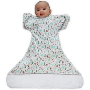 Swaddle Sack Arms Up, Allows Babies HIPS to Move Freely, fits Newborn Babies 0-6 Months, Arms in/Out Transition Swaddle Sack, Baby Sleep Sack, Organic Cotton Fox (Mint Salmon Orange) (White Green Orange Yellow)