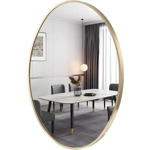 FARMER Gold Oval Mirror, 20"x28" Bathroom Mirror, Oval Vanity Mirror with Metal Frame, Wall Mirror Decor for Bathroom, Living Room,Bedroom (28"L x 20"W)