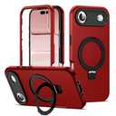 DuiDuiQ Compatible with iPhone 17 AIR Case 6.5''with Magnetic Ring Stand [Military Drop Protection][Compatible with Mag-Safe] Shockproof 17 Air Phone Case for Men Wowen,Red