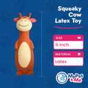 3 x My Pet & Me - Squeaky Dog Toys for Light to Moderate Chewers - Fun Latex Toys for Puppies, Teething, and Gentle Play - Interactive Fetch and Chew Toy with Squeaker (Orange Cow, 6 Inch)