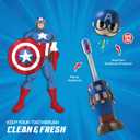 Brush Buddies Marvel Captain America Kids Toothbrush Soft Rounded Bristles Poppin' Fun Superhero Toothbrush Cover Easy Grip Handle Gentle Cleaning for Toddlers & Kids Ages 2+ Travel Friendly Oral Care