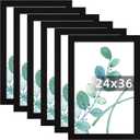 SESEAT 24x36 Solid Picture Frame Black Set of 6, Display Pictures 24x36 Without Mat for Wall Mounting, Wall Gallery Poster Frames