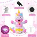 OurWarm 6FT Inflatable Unicorn Birthday Cake, Happy Birthday Inflatable Unicorn with Cake and Candle, Cute Outdoor Birthday Decorations with Built-In LED Lights and Blower for Home Yard Birthday Decor