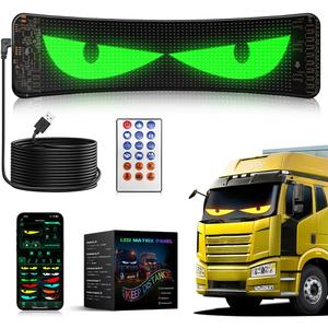 LED Eyes for Car Windshield, 1Pc 13.78"3.94" Devil Eyes Light, Flexible Programmable LED Display for Cars & Trucks, Custom Scrolling Screen for Lightride Eyes, Car Sign & Advertising