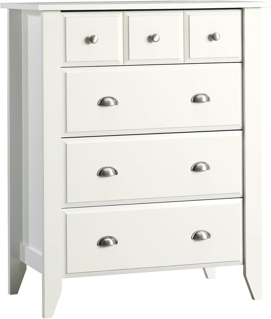 Sauder Shoal Creek Bedroom 4-Drawer Chest, in Soft White finish, 18.6"D x 34.8"W x 42.6"H