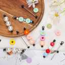 50pcs Blank Beadable Keychain Bars, Metal DIY Focal Bead Keychain Easy to Detachable Beaded Key Chain Making Accessories for Craft Item Project Pendant Kit Supplies (Black)