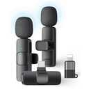 2 Pack Wireless Lavalier Microphone for iPhone iPad and Android Phone, Lapel Mic Plug and Play Wireless Mic Noise Reduction Mini Microphone for Video Recording Interview Podcast Vlog YouTube Tiktok