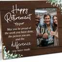 Coworkers RetirementWooden Picture Frame Gifts forRetired Colleague, Happy Retirement Coworker TeamGifts, Office Decor, Fits 4x6 Photo Frame