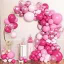 PartyWoo Hot Pink Balloon Arch Kit 152pcs Different Sizes of 18 12 10 5 Inch Baby Light Pastel Pale Metallic Pink Magenta Fuchsia Mauve Confetti Balloons for Baby Shower Birthday Party Decorations