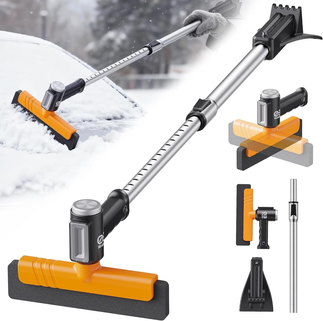 Ice Scrapers for Car Windshield & Snow Brush for Car, 3in1 Extendable Snow Brush 12 Adjustable Lengths with Detachable 360° Pivoting Head, Extendable Snow Brush for Truck SUV (24.4"37.4")