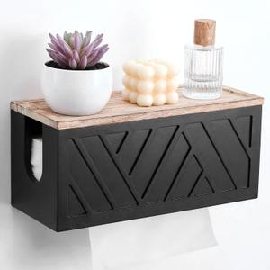 Paper Towel Dispenser Wall Mount Paper Towel Holder with Lid Solid Wood Commercial C-Fold, Z-Fold Hand Papers Towels Holder Dispenser Hand Towels Holders for Bathroom Kitchen Office Decor, 12"L x 5"W
