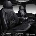 CAR PASS Luxury Nappa Leather Seat Covers Full Set, Water Resistant Faux Leather Seat Covers with Lumbar Support, Comfortable Automotive Seat Covers Universal Fit for SUV Sedan Van Truck, Solid Black