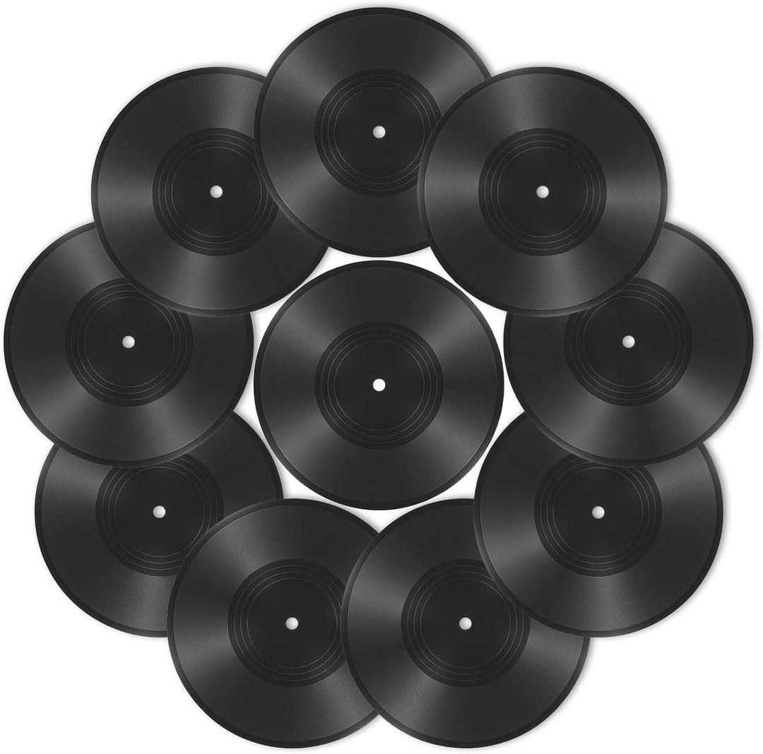 10 Pack 12 Inch Blank Vinyl Records Decor, Fake Vintage Record, Fake Records for Graffiti, Blank Record, Vintage Decorative Wall Aesthetic, 70s 80s 90s Rock & Roll Music Party Decor
