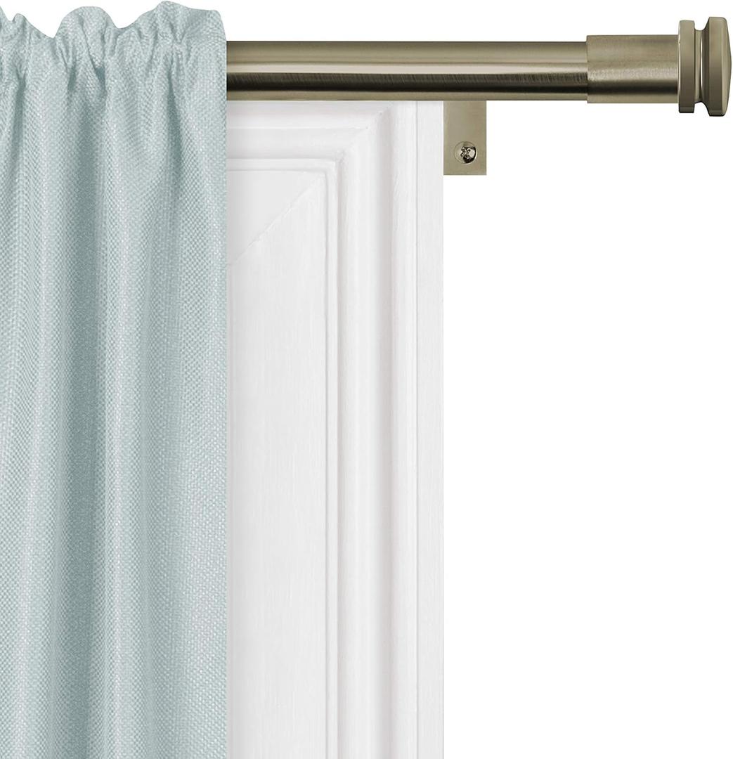 Zenna Home Curtain Rods for Windows 48 to 120 Inches, Adjustable Decorative Drapery Rod, Easy Install Window Curtain Rod, Perfect Leveling, No Measuring, 1-Inch Diameter, Cap Finials, Antique Brass