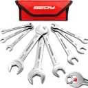 9-Piece Super Thin Open-End Wrench Set, SAE 1/4"-1-1/16", 3mm Thickness Slim Wrench Set for Tight Spaces, Nickel Plated Flat Wrenches with Rolling Storage Pouch