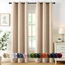 MIULEE Beige Blackout Curtains for Bedroom Living Room 72 Inches Long 2 Panels, Thermal Insulated Room Darkening Drapes Solid Grommet Top Noise Reduction Light Blocking Window Curtains W40 x L72 Inch