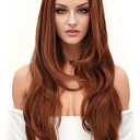 PARTY ZONE Red Long Hair Resistant Scarlet Witch Wanda Maximoff Cosplay Wigs For Women Heat Resistant Fiber Middle Part Wig Curly Wavy Wigs Natural Looking Synthetic Heat Resistant Fiber Wig Party