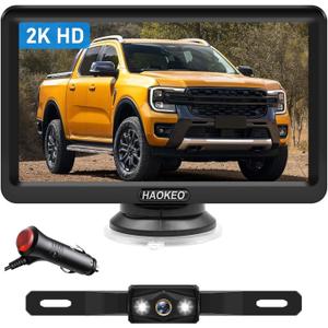 Wired Backup Camera for Truck 7 Inch Monitor Kit Easy to Install in 15 Minutes Starlight Night Vision for Backing Up, HD 2K Rear View Camera with Monitor for Cars Trucks SUVs