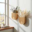 Aimto Wooden Wall Vase Set of 2, Bamboo Boho Wall Decor Planters Holder for Indoor Plants, for Entryway, Hallway, Bathroom, Living Room, Dining Room