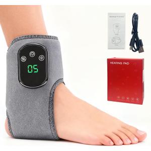 Ankle Massager for Pain Relief with Hot Compress Function, 3-Level Adjustable Heat & Vibration, Smart Timer, Touch Screen, Compact & Portable for All Ages (1pc)