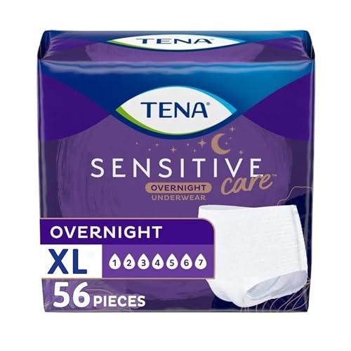 TENA Sensitive Care Overnight Incontinence Underwear for Women, X-Large, 12 Count (New Sizing), Pack of 56