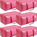 VTSVTS 6 Pack Extra Heavy Duty Large Moving Bags with Comfortable Handle & Strong Zipper,Storage Totes for Space Saving Moving Storage College Supplies Alternative to Moving Box,Pink