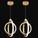 Modern LED Chandelier Gold Ring Pendant Light Fixtures 4000K Dimmable Height Adjustable Pendant Lighting for Dining Room Kitchen Island Bedroom Living Room Foyer2-Pack