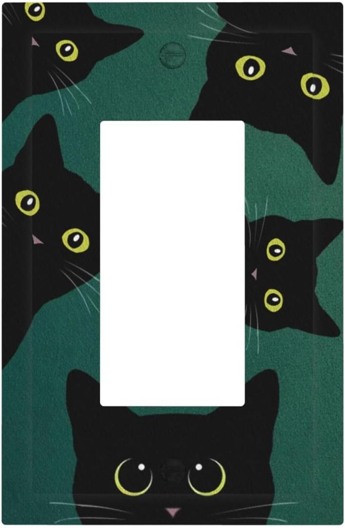 Decorative Outlet Covers Playful Cat Cute Animal 1 Gang Rocker Single Decora Gfci Device Cat Is Watching You Wall Plate Faceplate Bathroom Bedroom Home Decor