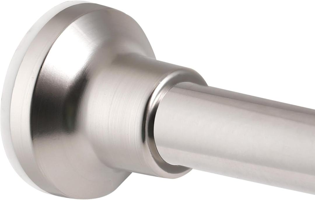 Shower Curtain Rod, 1 Inch Diameter Adjustable Nickel Shower Rod Spring Spring Tension Stainless Steel Telescoping Rod, Rust-Resistance Adjustable Curtain Rod for Bathroom, 68-74 Inches