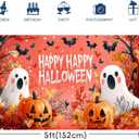 Pink Halloween Decor Happy Halloween Kids Banner, 4x6 ft Night Party Decorations, Spooky Indoor Ghost Banner (White Ghost)