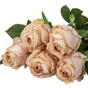 Artificial Realistic Roses Champagne Flowers 24" Real Touch Silk Roses Bouquet Long Stems Rose for Flower Arrangement Fake Roses Decor for Home Party Wedding Table Centerpieces Roses Realistic - 5 Pcs