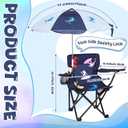 Outdoor Toddler Camping Chair with Umbrella Foldable Beach Chairs with Safety Lock for Kids Waterproof Lawn Kids Folding Chair for Outside Beach Travel(Surf)