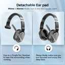 COSMUSIS Trucker Bluetooth Headset, Wireless Headsets with Noise Cancelling Microphone, 50+Hrs HD Talktime Bluetooth Headphones with Detachable Earpad/Single+Dual Mode for Office/Driving/Home (Silver)
