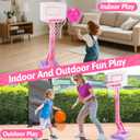 Toddler Pink Basketball Hoop Indoor Outdoor for Age 1-3, Adjustable Kids Basketball Hoop Goal, Mini Pool Basketball Hoop with 3 Inflatable Balls, Toddler Toys for 1 2 3 4 Year Old Girls Birthday Gift